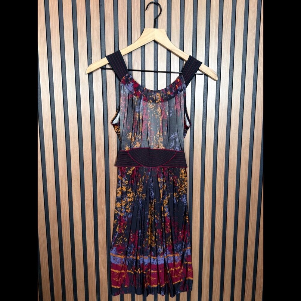 BCBG Maxazria Dress XS Womens Colrful Abstract Print Jersey Stretch Fabric